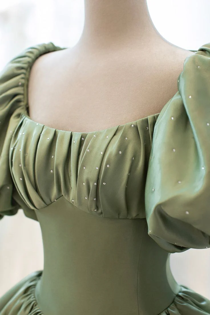 Princess ball gown dresses satin puffy sleeves quinceanera gown prom dress, evening dress    cg22001