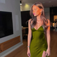 Spaghetti Straps Green Sexy Prom Dress Long Evening Dresses With Split    cg25333