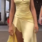 Yellow Evening Dress Sexy Prom Party Dress With Split    cg25643