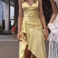 Yellow Evening Dress Sexy Prom Party Dress With Split    cg25643