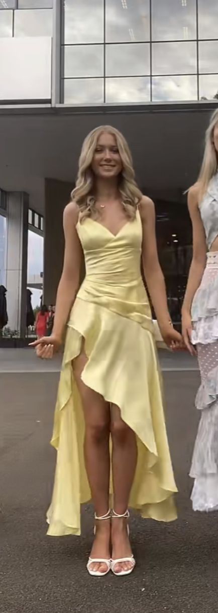 Yellow Evening Dress Sexy Prom Party Dress With Split    cg25643