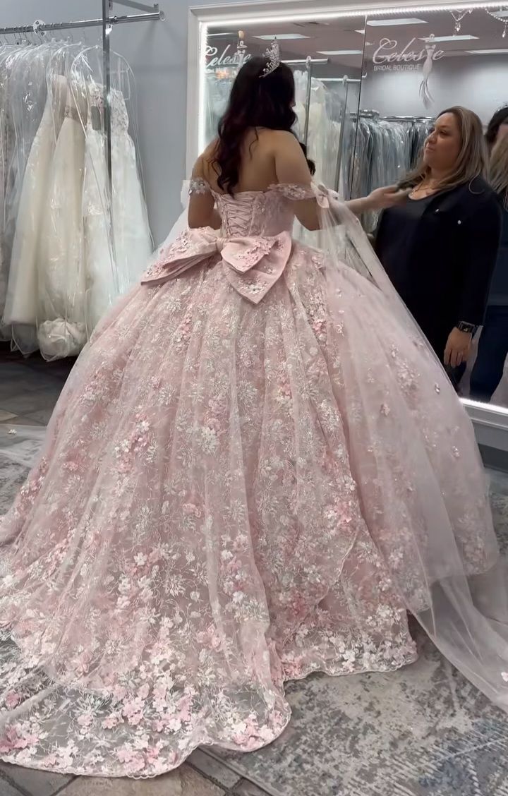 A Line Pink Off Shoulder Quinceanera Dress Lace Appliques Sweet 16 15 Ball Gown   cg25908