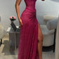 Glitter Mermaid Prom Dresses, Sleeveless Sweetheart Neckline Evening Dress, Long Split Formal Dress    cg25952