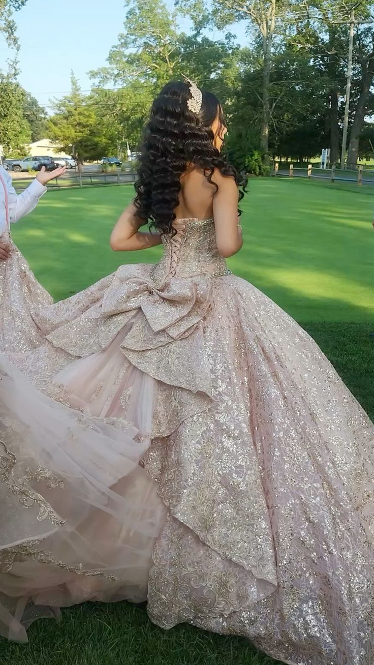Sweet 15 Pink Rose Gold Quinceañera Dress Ball Gown Prom Dress    cg26079
