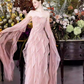 Sweet Strapless Sheath Long Prom Dresses Tulle Pink Evening Dresses cg26123