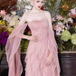 Sweet Strapless Sheath Long Prom Dresses Tulle Pink Evening Dresses cg26123