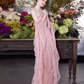 Sweet Strapless Sheath Long Prom Dresses Tulle Pink Evening Dresses cg26123