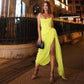 Long Chiffon Yellow Prom Dresses with Irregular Skirt cg3627