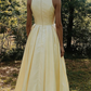 modest yellow long prom dresses, cheap formal senior prom dresses for teens  cg8176