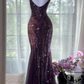 Exquisite Beaded Sequin Mermaid V Neck Chiffon Prom Dress Evening Dress Formal Dress  cg26216