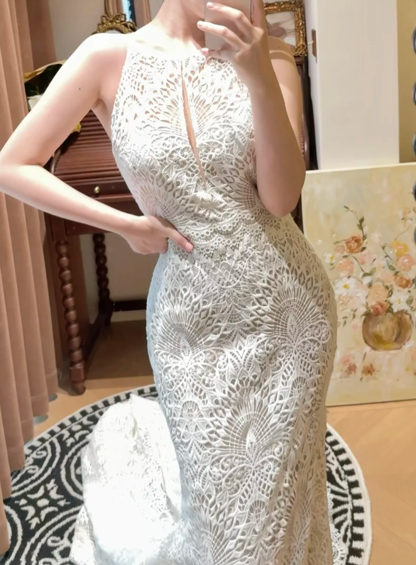 Mermaid Lace Vintage Wedding Dress Elegant Prom Party Dress cg26305