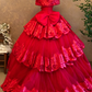 Off The Shoulder Red Ball Gown Sweet 16 Birthday Dress Quinceanera Dresses cg26334