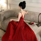 A Line Spaghetti Straps Red Ankle Length Evening Dress Prom Dresses Birthday Outfits cg26202