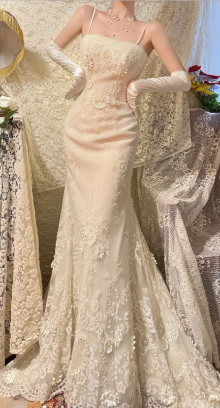 Mermaid Lace Prom Party Dress Elegant Evening Dress cg26320