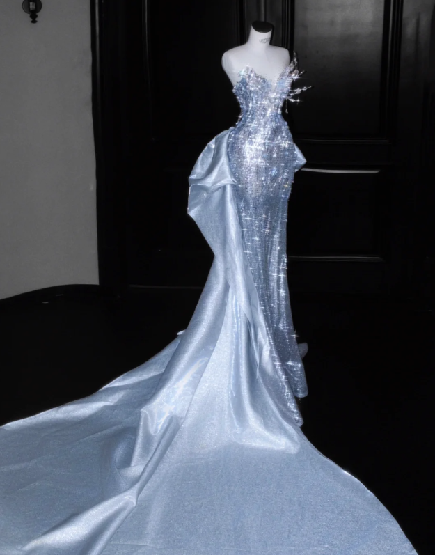 Luxurious Mermaid Prom Party Dress With Train Beading Evening Dress 21st Birthday Outfit cg26342