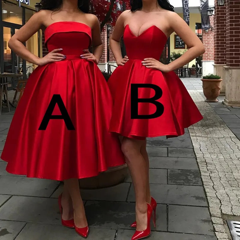 Beautiful A Line Strapless/Sweetheart Red Homecoming Dresses  cg6736