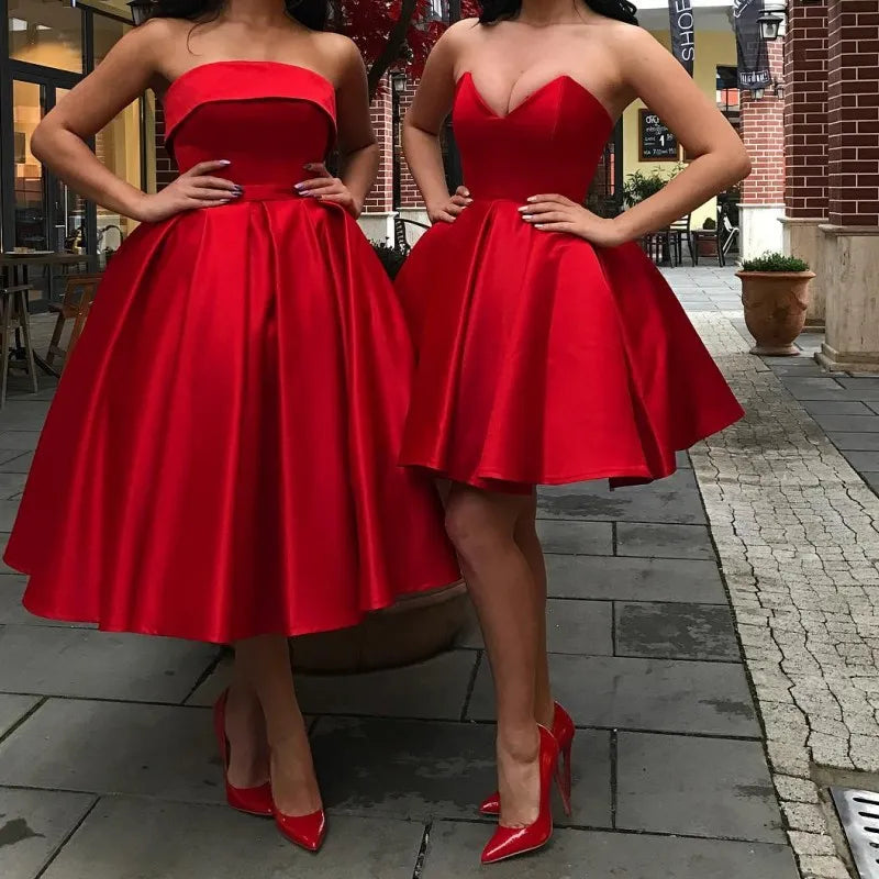 Beautiful A Line Strapless/Sweetheart Red Homecoming Dresses  cg6736