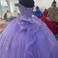 Lilac Corset Mexican Quinceanera Dress Ball Gown Prom Dress ,Appliques Lace Birthday Party Dress  cg24978