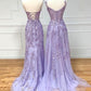 PURPLE LACE LONG PROM DRESS      cg24969