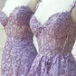 PURPLE LACE LONG PROM DRESS      cg24969