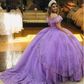 Lavender Quinceanera Dresses Lace Beaded Ball Gown Prom Princess Sweet 15 Dress    cg19123