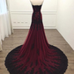 Long Sheath Sweetheart Black and Burgundy Evening prom Dress  cg8844