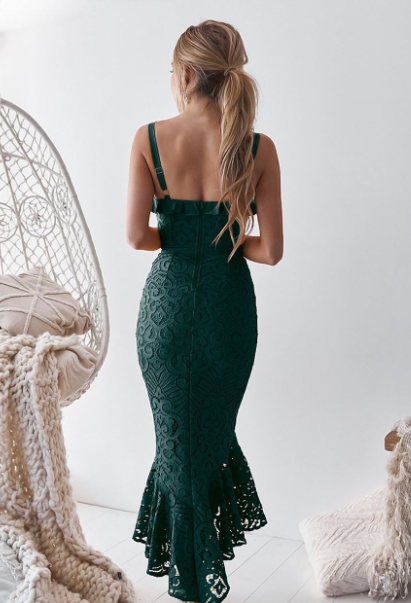 Emerald Green Lace Prom Dress   cg9885