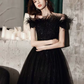 BLACK TULLE BEADS LONG A LINE PROM DRESS EVENING DRESS    cg21506