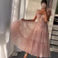 Cute tulle short prom dress pink evening dress    cg19111
