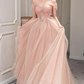 Pink Sweetheart With Lace Beaded Tulle Junior Prom Dress, Pink Long Formal Dresses    cg24960