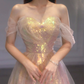 A Line Tulle Sequin Long Prom Dress, Off Shoulder Formal Graduation Dress    cg24966