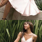 Light Pink Satin Spaghetti Strap V-Neck Homecoming Dresses cg1002