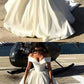 Simple v neck white satin long prom dress, white evening dress, white formal dress cg1017