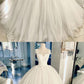 White lace tulle long prom dress, white lace wedding dress cg1019