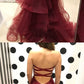 Burgundy sweetheart neck long prom dress, evening dress cg1024