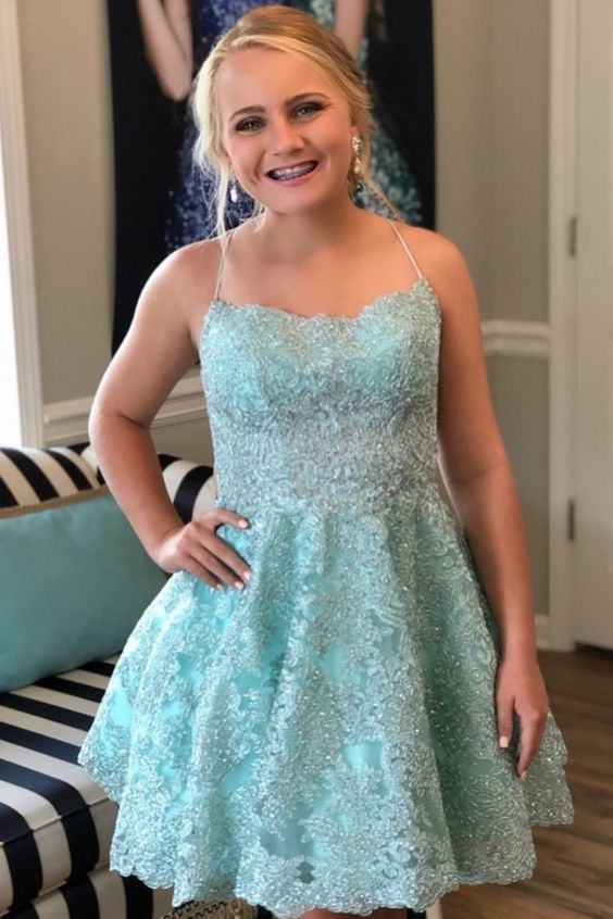 a-line blue hoco party dresses with appliques homecoming dresses   cg10250