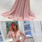 Long Sleeve Prom Dresses Deep V Neck A Line Pink Prom Dress Chiffon Long Evening Dress  cg1032