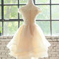 Cute Champagne Layers Short Homecoming Dress   cg10405