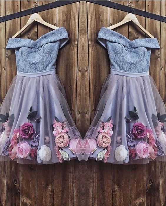 Blue short dress blue tulle homecoming dress   cg10422