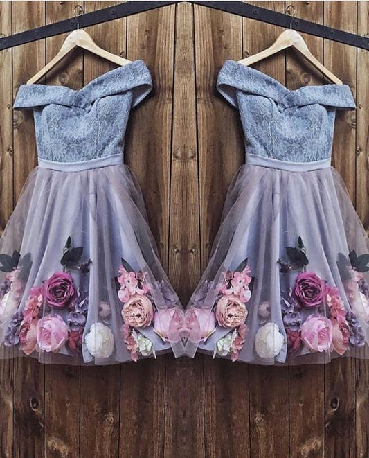 Blue short dress blue tulle homecoming dress   cg10422