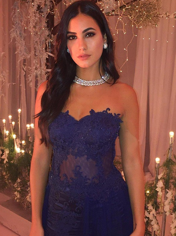 Mermaid Tulle Applique Strapless Sweep/Brush Train  prom Dress   cg10478