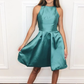 SIMPLE GREEN SATIN SHORT DRESS GREEN HOMECOMING DRESS  cg10516