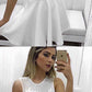 A-line Scoop Lace Appliqued Little White Dresses Homecoming Dresses cg1052