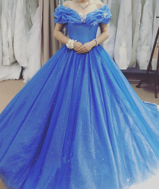 Off Shoulder Blue Quinceanera Dress, Bling Quinceanera Dresses prom Sweet 16 Dresses   cg10552