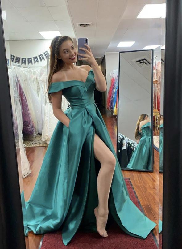 A line satin prom dress simple evening dress   cg10753