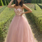 Pink tulle lace long prom dress evening dress   cg10814