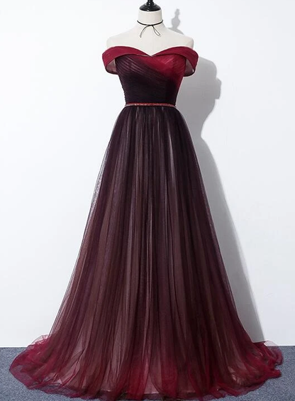Beautiful Dark Red Gradient Sweetheart Wedding Party Dress, A-Line Evening Dress prom Dress   cg10819