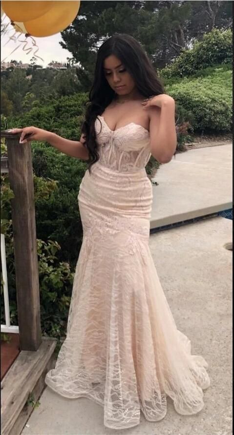 Sweetheart neck Tulle Lace Pink Long Prom Dress, Evening Dress   cg10827