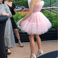 PINK TULLE SHORT DRESS HOMECOMING DRESS   cg10849