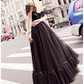Black tulle lace tea length prom dress, lace tulle evening dress   cg11072